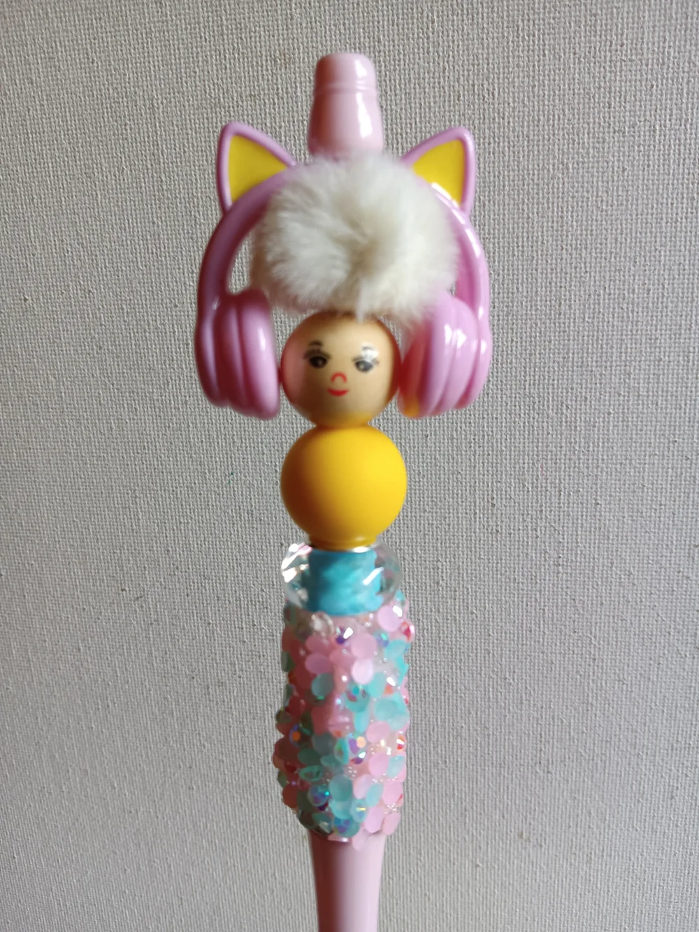 Cute Pink Cat-Ears Beadable Pen